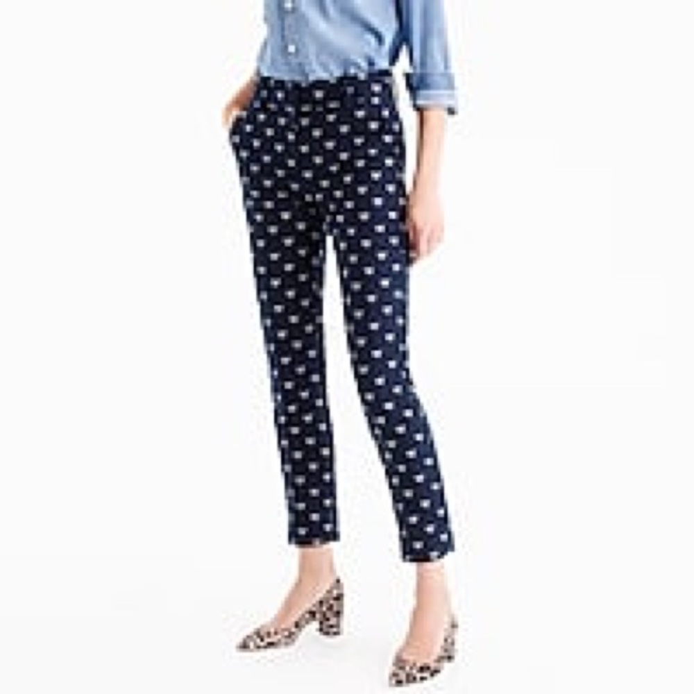 NWT J. Crew cropped pant in bumblebee jacquard